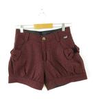 メゾピアノ mezzo piano ショートパンツ 千鳥格子 リボン 赤 黒 L *A827