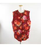 ウンガロ UNGARO ダウンベスト 花柄 赤 F *A863