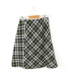 ひざ丈スカート 台形 チェック グレー 黒 M *A867