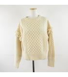 マカフィー MACPHEE トゥモローランド ウールケーブルフリンジスリーブプルオーバー ニット 長袖 アイボリー S *A904