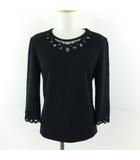  Hawaii フォーマル カットソー ブラウス 七分袖 レース 黒 9 *T249