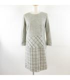 ワンピース ミニ 七分袖 チェック グレー 2 *T386