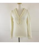 ニット セーター 長袖 フリル アイボリー M *T406