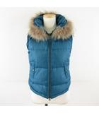 オゾック OZOC ダウンベスト ジップアップ ファー 青 38 *A253