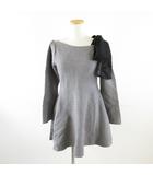 ワンアフター アナザー ナイスクラップ one after another NICE CLAUP 肩リボンニットワンピース ミニ 長袖 グレー F *A362
