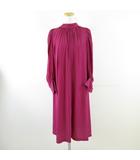 イエナ IENA ギャザーフレアワンピース ひざ丈 長袖 紫 36 *A424