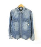 ワールドワーカーズ WORLD WORKERS ケミカルウォッシュデニムシャツ 長袖 青 XL *T611