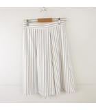 キュロット クロップドパンツ ストライプ 白 ベージュ 2 *A508