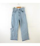ヴィンテージルーズストレートデニム ロング 青 25 *A815