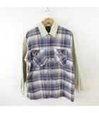 ジャングルストーム JUNGLE STORM シャツ ジャケット チェック 長袖 ベージュ 青 M *A120