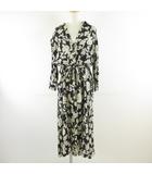 ザラ ZARA シャツワンピース ロング 花柄 黒 L *T681
