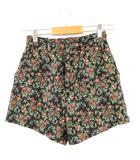 オリーブデオリーブ OLIVE des OLIVE キュロット ショートパンツ ツイード 花柄 黒 緑 M *T19