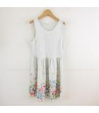 エイチ&エム H&M ワンピース ミニ ノースリーブ プリント 花柄 蝶 グレー 12 *T439