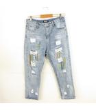 アナップ ANAP デニムパンツ ジーンズ ロング ダメージ加工 青 M *A659