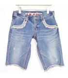 ブルーウェイ Blue Way JEANS デニム ハーフパンツ フリンジ M(30) ブルー 2sa6643