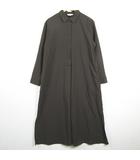 プラステ PLST シャツ ワンピース ロング丈 長袖 Aライン ストレッチ レーヨン 毛 S ダークブラウン kz12360