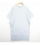 バナナリパブリック BANANA REPUBLIC オーバーサイズ スリット Tシャツ カットソー ロング丈 ストレッチ 綿 ONESIZE ライトブルー kz12411