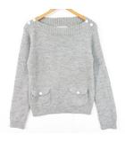 ヒューマンウーマン HUMAN WOMAN ニット セーター 長袖 アルパカ M グレー kz12516