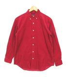 コーデュロイ BD シャツ 長袖 綿 160 レッド ワンポイント kz12811