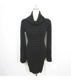 ブラック バイ マウジー BLACK by moussy タートルネック ニット ワンピース 長袖 膝丈 ストレッチ F ブラック ボーダー kz13206