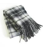 コムサイズム COMME CA ISM マフラー フリンジ 毛 ブラック グレー チェック kz13682