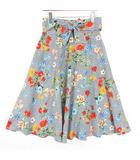 ザラ ベーシック ZARA BASIC フレア スカート ロング丈 コットン M ブラック ギンガムチェック 花柄 2382/289 kz13760