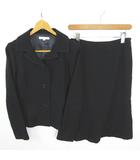 セットアップ ジャケット スカート 膝丈 毛 レーヨン 2 ブラック レース kz13787