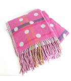 スーパーハッカ SUPER HAKKA 大判 ストール マフラー 毛 ピンク グレー ドット フリンジ kz13788