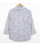 シップス SHIPS ホリゾンタルカラー リネンシャツ 七分袖 L 総柄 2sa7223