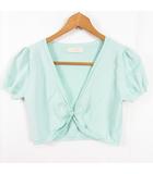 エフデ ef-de ニット カーディガン ボレロ 半袖 綿 9 ライトグリーン kz14260