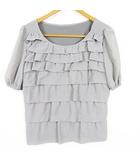 ティアード ブラウス フリル 半袖 レーヨン M グレー kz14279