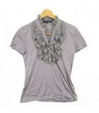 フリル ブラウス 半袖 綿 レーヨン 2 グレー kz14281