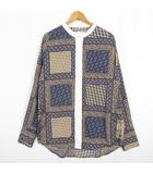 トゥデイフル TODAYFUL バンドカラー シャツ 長袖 ミドル丈 F ブルー ペイズリー柄 kz14294