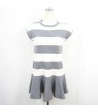 FANCY COLLECTION ニット ワンピース フレンチスリーブ 膝丈 レーヨン 11-12 グレー アイボリー ボーダー 6254/704 kz14308