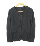 ノーカラー ジャケット ストレッチ レーヨン 毛 40 ブラック kz14468