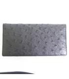  オーストリッチ 2つ折り長財布 札入れ ロングウォレット ブラック 2sa7315