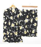 ユキコハナイ YUKIKO HANAI セットアップ ジャケット シャツ 長袖 ロング スカート 9 ブラック 花柄 kz14824