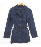 バナナリパブリック BANANA REPUBLIC シングルトレンチコート ミドル丈 ベルト付き 綿 S ネイビー kz14870
