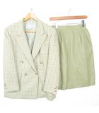 クリスチャンディオール Christian Dior SPORTS セットアップ スーツ ジャケット スカート 膝丈 毛 M L ライトグリーン チェック ヴィンテージ kz14910