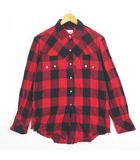 ザレターズ The Letters ウエスタンシャツ 長袖 裾カットオフ S チェック 赤系 FW18-LS001C 2sa7664