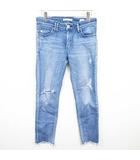 サムシング something スキニー デニム パンツ ジーンズ カットオフ ストレッチ M ライトブルー ダメージ加工 kz16151