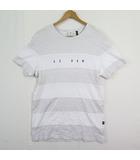 BLOCK STRIPE Tシャツ 半袖 コットン S ライトグレー/ホワイト 2sa7715