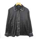 ザラ ZARA サテン シャツ 長袖 ストレッチ S ブラック パイピング 8741/262 kz16628