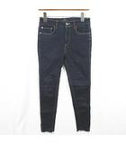 スキニー デニム パンツ カットオフ ストレッチ M ネイビー kz16852