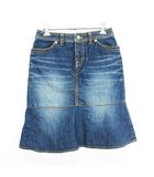 エフデ ef-de スカート ボトムス デニム ひざ丈 マーメイド ユーズド加工 ストレッチ 7 インディゴブルー ※EKM