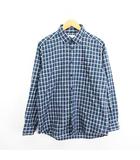 ゴールデンベア GOLDEN BEAR シャツ 長袖 ボタンダウン チェック ロゴ 胸ポケット L グリーン系 ※EKM