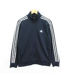 アディダス adidas ジャージ トラックジャケット 長袖 ジップアップ ライン ロゴ L ネイビー サッカーウェア ※EKM