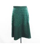 スカート ボトムス ミモレ丈 フレア 地模様 刺繍 2 グリーン ※EKM