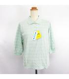  Pastime ポロシャツ 七分袖 ボーダー S ライムグリーン ※EKM