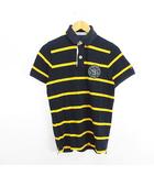 トミーヒルフィガー TOMMY HILFIGER ポロシャツ 半袖 ボーダー ロゴ ワッペン コットン S ブラック×オレンジ ※EKM